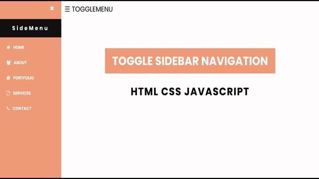 Toggle Sidebar Navigation html css javascript