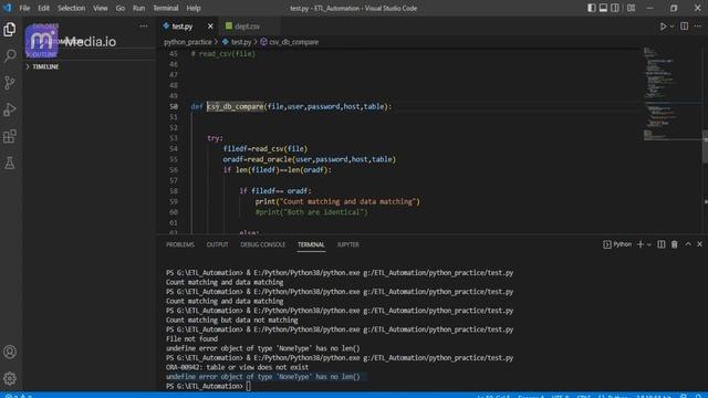 Data Anlysis | Python 1| How to Compare CSV File to Oracle Table data usiing Python