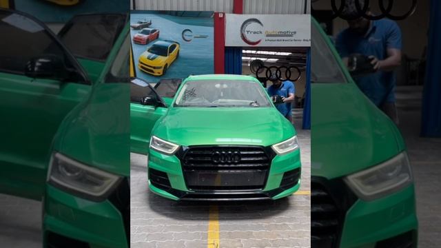 Painting Transformations on Audi Q3 -Quattro From Matt Black To Jawa Green At -TRACK AUTOMOTIVE