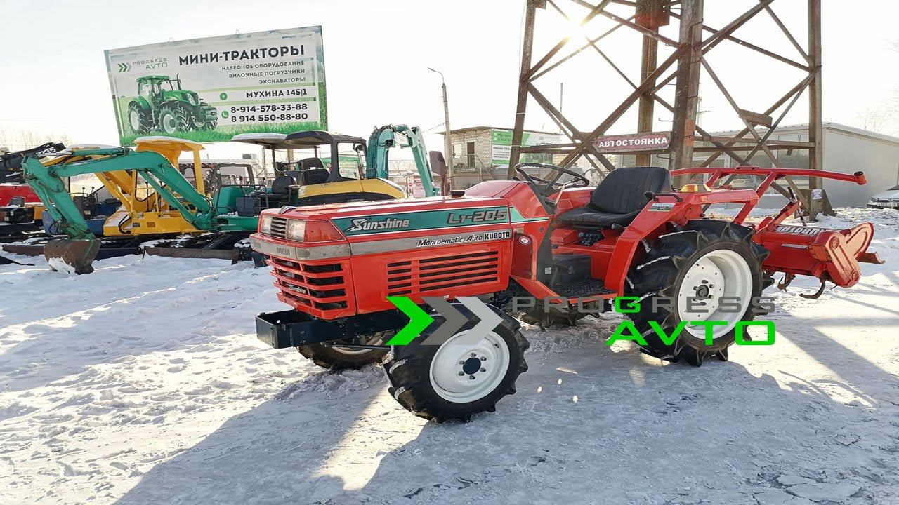 Японский минитрактор KUBOTA L1-205 колея 100 см реверс быстрый разворот гидронаклон прогресс авто
