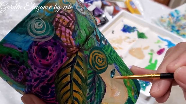 TERRACOTA POT ACRYLIC PAINTING AND RARE ECHEVERIA EVE #60 смотреть онлайн