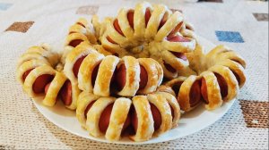 Сосиски в тесте Цветочки/ Сосиски в тесте из готового теста