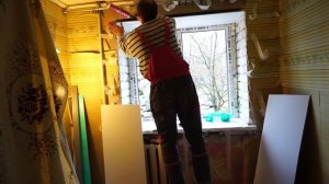 Монтаж и отделка пластикового окна в кирпичной пятиэтажке. 2 Часть