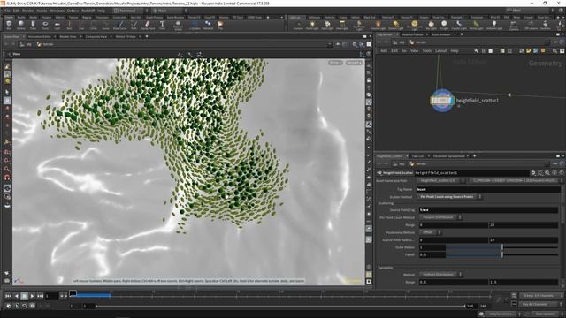 22 Параметрическое распределение кустов по ландшафту в Houdini смотреть онлайн