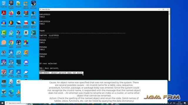 ORA-04043: object string does not exist - Oracle Database 12c Error Messages