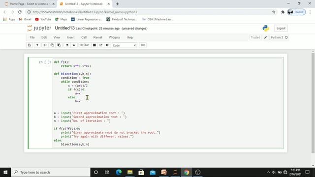 Bisection method coding in PYTHON | Python Programming for Numerical Methods | #python #bitdurg