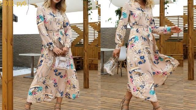 Одежда с AliExpress Элегантные длинные платья с v образным вырезом смотреть онлайн