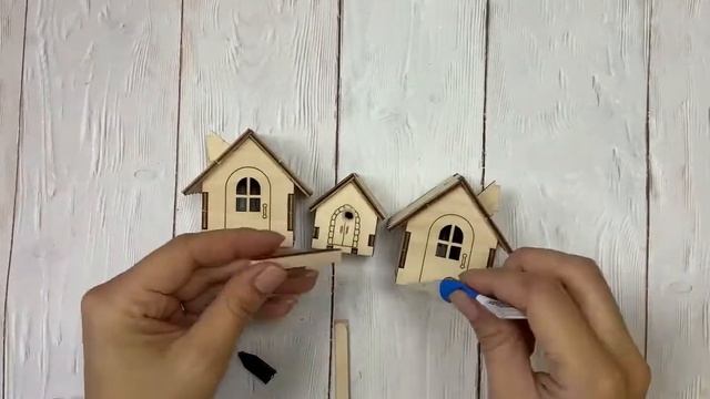Новогодний домик декор Ночник домики Поделки с детьми