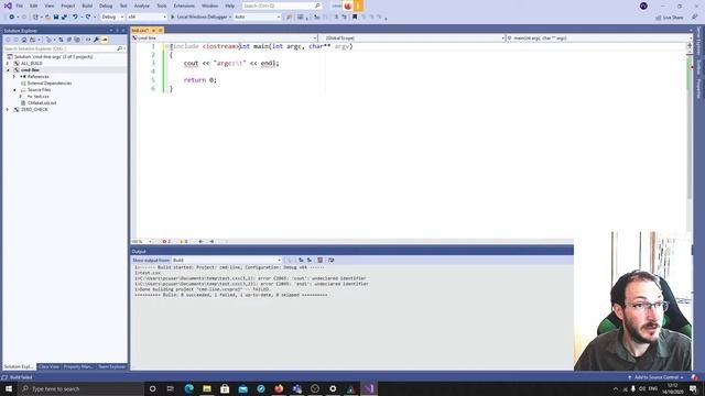 How to use the command line arguments in C/C++ with MS Visual C++ 2019