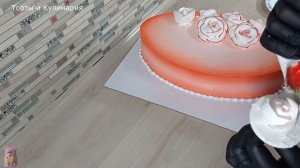 как украсить ОВАЛЬНЫЙ ТОРТ-СУВЕНИР на ЮБИЛЕЙ . Украшение овального торта белково-заварным кремом