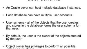 database objects user schema dcl oracle dictionary