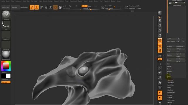 Урок 15. Создаем веки с помощью функции Extract в ZBrush.