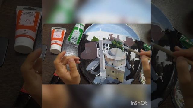 роспись тарелок акрил. Plate painting. Acrylic. смотреть онлайн