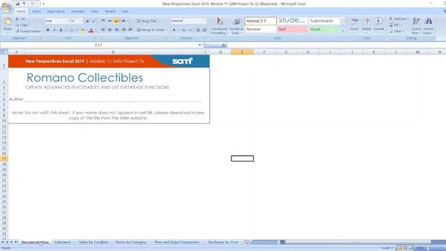New Perspectives Excel 2019 | Module 11: SAM Project 1b #newperspective #module11 #samproject1b