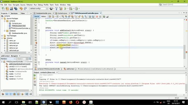 Add Contacts To the Database using JavaFX FXML #Contact Book Application #Step 3