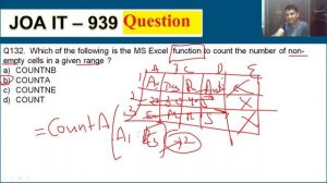 JOA IT Post Code 965   || Solved Previous paper || MS - EXCEL से पूछे गए Question Part -3| #joait96