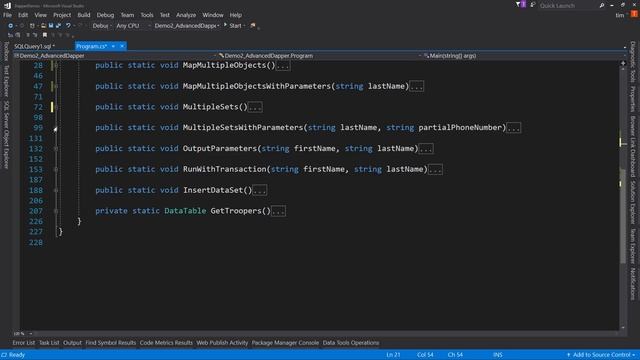 Advanced Dapper in C# - SQL Transactions, Mulitple DataSets, UDTs, and more смотреть онлайн