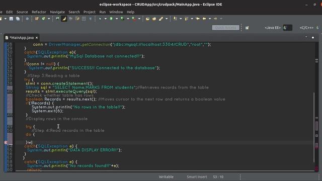 DISPLAY records from MySQL table using JDBC in Java смотреть онлайн