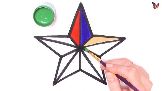 Как нарисовать ЗВЕЗДУ / раскраска РАДУЖНАЯ ЗВЕЗДА для детей / Раскраски малышам смотреть онлайн