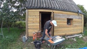 Восстановление старой бани. Основа для печки из силикатного и красного кирпича.