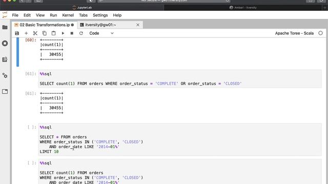 Spark SQL - Basic Transformations - Filtering Data