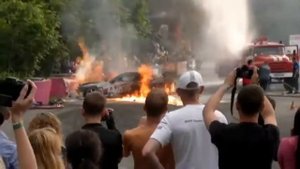 Пожар на соревнованиях по дрифту в городе Артёме