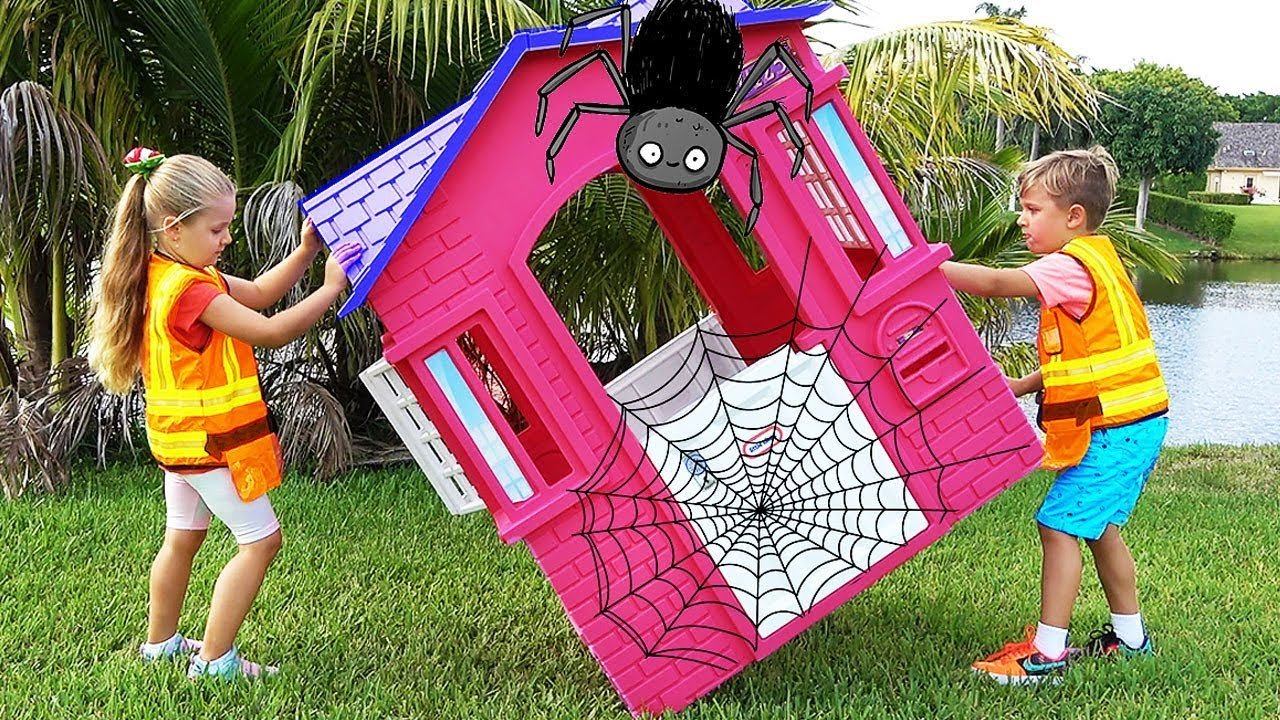 Diana and Roma repairing playhouses