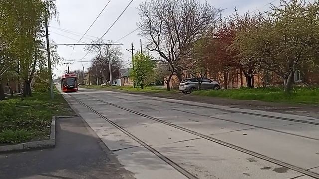 Трамвай мод. 71-628 № 17 маршрут 5 г. Таганрог, Улица Кузнечная смотреть онлайн