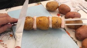 В сто раз вкуснее шашлыка Картошка с салом на шампурах