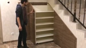 Шкаф под лестницей с гардеробом и обувными тумбами (Стоимость 87.000)
