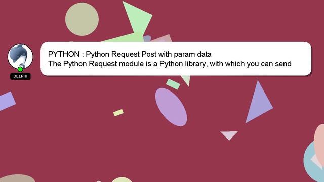 PYTHON : Python Request Post with param data