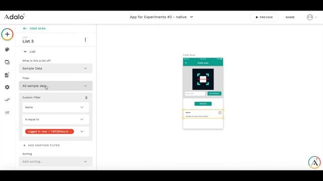 Quick QR code scanner in Adalo for mass QR processing