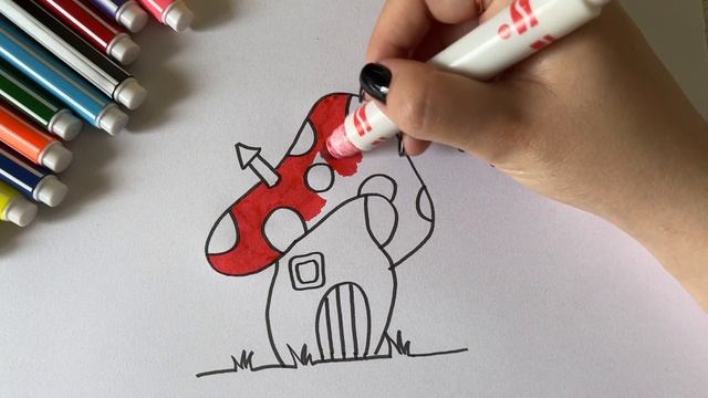 How to draw a house mushroom for kids | Как нарисовать домик гриб просто для детей смотреть онлайн