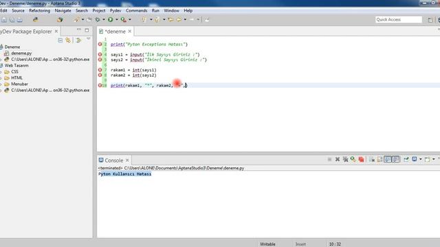 ERROR TYPES(ERROR-BUG-EXCEPTION) AND SOLUTIONS IN PYTHON Turkish Video Tutorial смотреть онлайн
