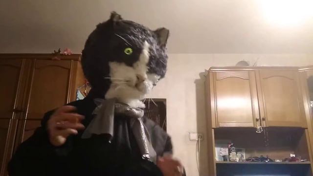 " Песенка про черного кота" в маске собственного изготовления .Исполняет Милита.