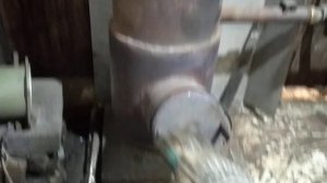 Моя печка на отработке с наддувом в гараже