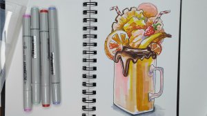 Нарисовать фруктовый коктейль.