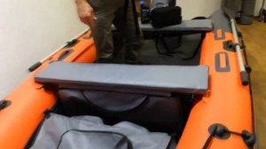 Лодка ПВХ Риф Тритон Скат 350 деревянный транец  (оранжево-серая)