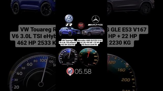 VW Touareg R 462 HP vs Mercedes GLE E53 AMG 457 HP #acceleration #vmaxgermany