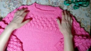Вязание спицами /Джемпер Малинка__для девочки 10-12 лет/ реглан сверху