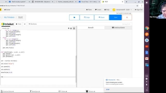 [09/08/2020] Private (Zoom online) Coding Lesson w/ Mr. Hun