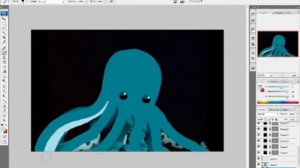 Drawing a cartoon of Baby Bach octopus on Photoshop