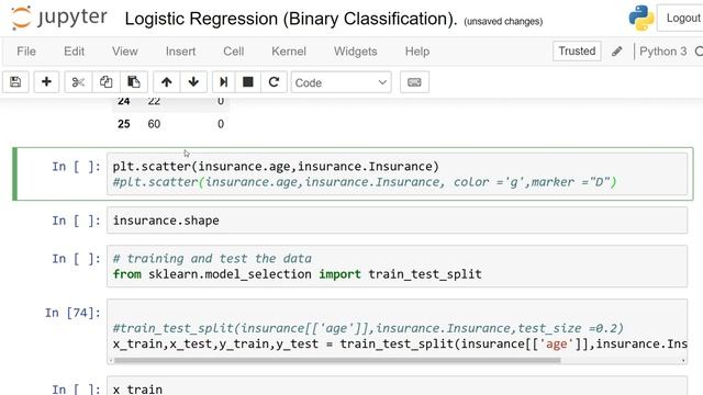 Machine Learning Using Python  Logistic Regression Binary Classification: Lesson 5