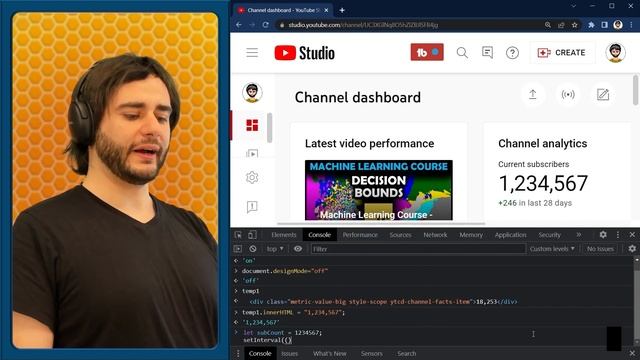 Animated Counter using Google Chrome Dev Tools and JavaScript (Fake Subscriber Count)