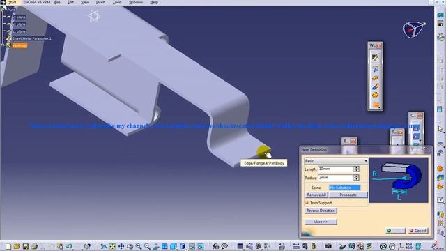 Catia V5 TutorialCreating HemBasic-Spine  PropagateSheetmetal workbench
