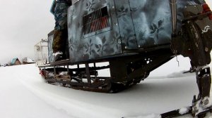 Работа склизовой подвески на самодельном снегоходе!Вид со стороны,пока без катков!