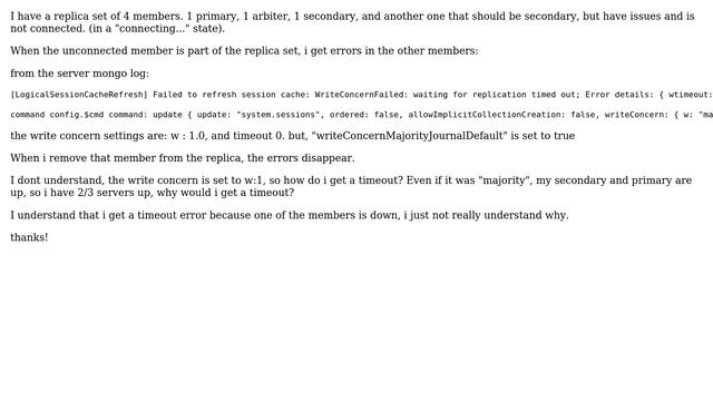 Databases: mongodb "WriteConcernFailed" on a replica set смотреть онлайн