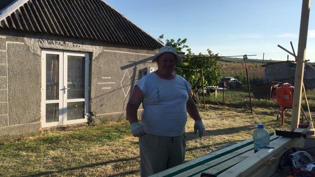 Монтаж лаг. Каркас веранды. Розы.