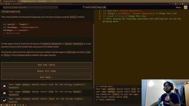 FreeCodeCamp - JavaScript and Data Structures Regex: E3