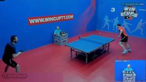 защитник мастер спорта Мосюк Михаил - подрезка длинными шипами TSP Curl P1-R на губке